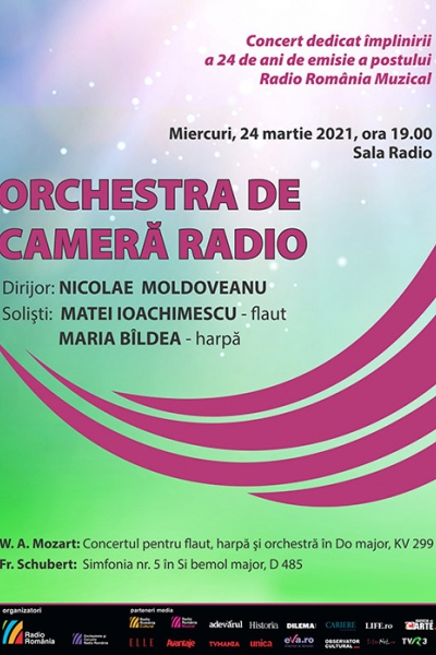 24 de ani de emisie a postului Radio România Muzical:  Mozart - Concertul pentru flaut, harpă şi orchestră - LIVE de la Sala Radio 